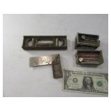 (4) Antique STANLEY Tools Level/Square Smaller