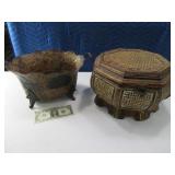 (2) 13" Modern Decor Metal & WickerLook $