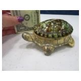 Vtg 4" Turtle Metal StashType Box