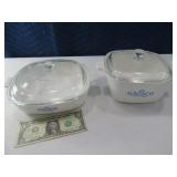 (2) BlueFlower Corning Ware Bake Pans 7.5"&6.5"