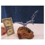 Beautiful 9" Glass Dolphin Sculpture on Wood