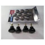 (14) Drawer Knobs 10-New Metal & 4-Blk Glass