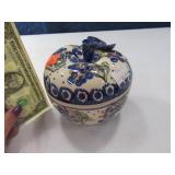 Unused 5" POLAND Pottery Covered Apple GrapePatrn