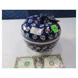 Unused 5" POLAND Pottery Covered Apple DotPattern