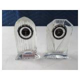 (2) Crystal VILLEROY/BOCH 4.5" Glass Clocks desktp
