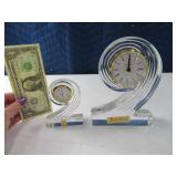 (2) NACHTMANN Crystal "2" Desk Clocks Glass 7"/4"
