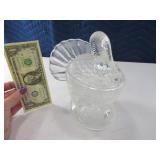 8" Glass Covered TURKEY Bowl/Dish L.E. SMITH USA