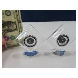 (2) VILLEROY/BOCH 4" Crystal Desktop Clocks 1of2