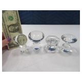 (4) Solid Crystal Glass Stoppers~Toppers 3"ish