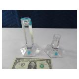 (2) TIFFANY & CO Crystal Glass Candle Sticks EXC