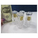 (2) BLEIKRISTALL 3" Crystal Glass Salt & Pepper BB