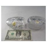 (2) Oval BLEIKRISTALL Crystal Glass Trinket Boxes