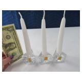 3pc NACHTMANN Crystal Mini 2" Candle Holders Glass