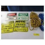 (4) Vtg Cardboard Signs & (2) pcs Rope