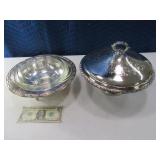 (2) SilverPlated w/ Glass Insert Servers Food/Cass