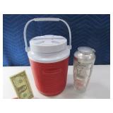 (2) Vtg Glass Drink Mixer & 1gal Rubbermaid Jug