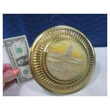 Vtg 8" Metal Pipe Cover w/ Nautical Scene