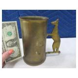 Brass TRENCH ART unusual 7" Kangaroo Shell Cup