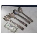(2) Sets Vtg DOUBLE BAR Ranch Roping Salad Servers