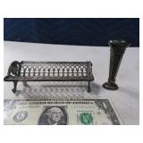 (2) Anique Silver? Stamp & Unique Holder 5"/3"