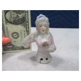 Early JAPAN Pottery Pin Cushion Topper Lady