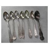 (7) Antique Silver Plated? Marked 5.5" Spoons