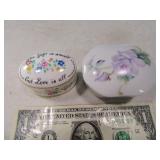 (2) Porcelain Stash/Jewelry Boxes 3"/2" England