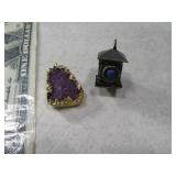 (2) Jewelry Pendants PurpleAmethyst & Square Stone