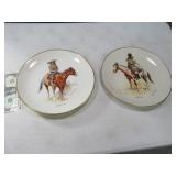 (2) FREDERICK REMINGTON 10.5" Plates Vtg Cwby/Indn