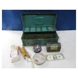 Box Asst Antique Fishing Gear & Box