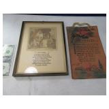 (2) Antique MOTHER Tribute Leather & Picture Decor