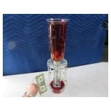Vtg Red Cherry Glass Lamp w/ Dangles 20"