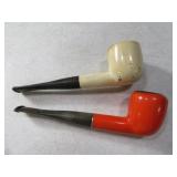 (2) Orange/White Vintage Smoking Pipes