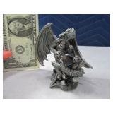 Pewter FANTASY 3.5" Dragon Holding Prism Figurine
