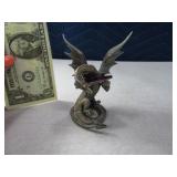 Pewter FANTASY 3.5" Dragon Figure w/ Clawed Prism