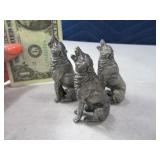 (3) Pewter 2.5" Howling Wolves Fantasy Figures
