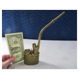 Unusual Brass Smoking PIpe Contraption w/ Engravng