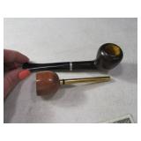 (2) Smoking Pipes Wooden & Metal End