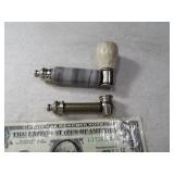 (2) Pocket 4"ish Smoking Pipes Screw Metal/Marble