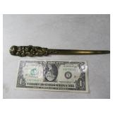 9" Brass Embossed Top Letter Opener