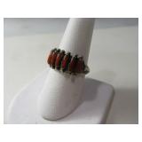 Pawn Silver Signed PALOMA sz8.5 Ring w/ Red Stones