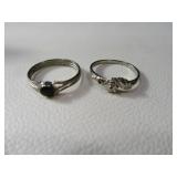 (2) Petite sz5.75 Womens Rings w/ Inlay