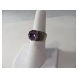Sterling Signed JR Ring w/ Larger Purple Stone