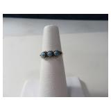 Pawn Silver sz4 Mini Toe~Pinky Ring w/ 3 Stones