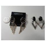 (2) SouthWest GANTOS Earrings 1.5" Black Stone STR
