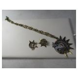 Funky Brass/Copper MEXICO Necklace & Earring SET