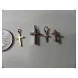 (4) Small CROSS Pendants/Charms Sterling Etc