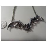 Long BAT Halloween Type Necklace Metal 32"