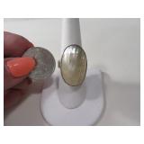 Sterling sz7/7.5 Ring w/ Large White Stone