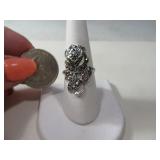 Sterling sz7.75 Ring w/ Large 1.25" Bling Front